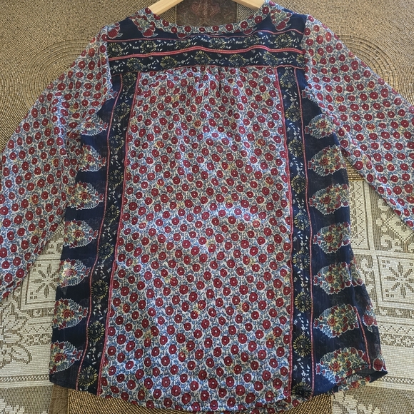 Lucky Brand red and blue boho blouse size small - Picture 5 of 5